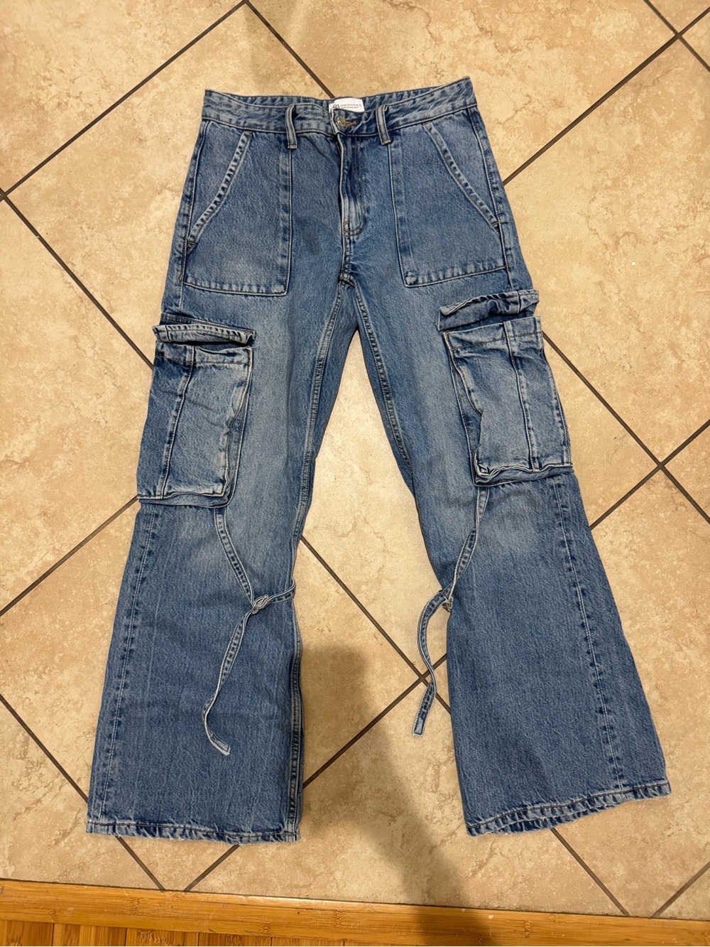 Zara Men's Medium Blue Cargo Bootcut Jeans